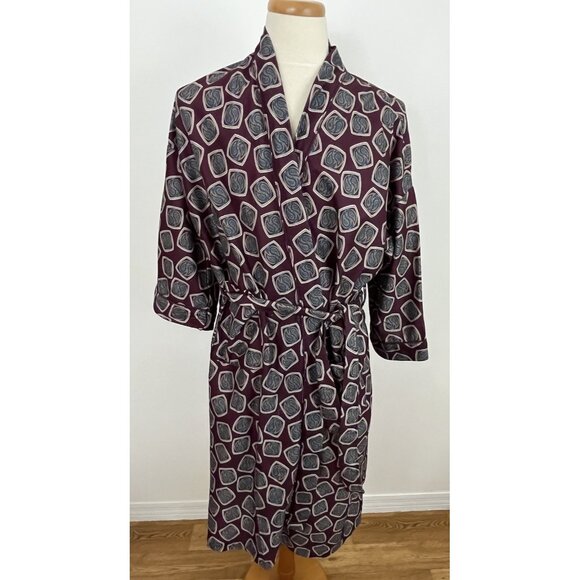 Vintage Bill Blass Menswear Men's One Size Robe w/ Belt Paisley Velour Pockets - Picture 1 of 10
